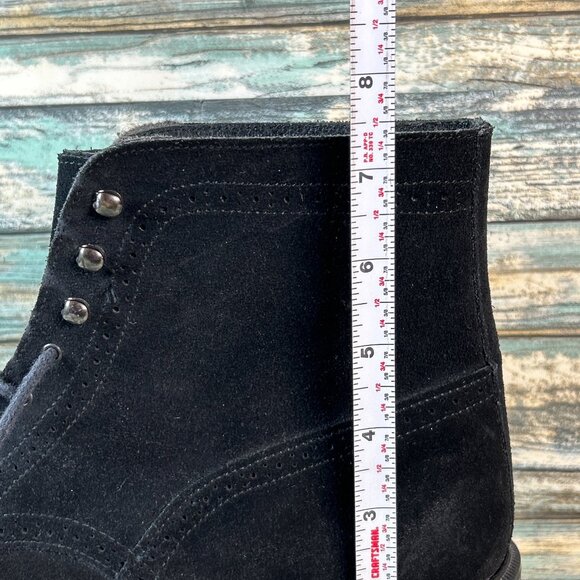 Eddie Bauer Vintage Ankle Boots Size 12M Black Suede Wingtip Lace Up Made In USA - Picture 12 of 14
